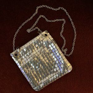 Silver-toned Metal Mesh Cocktail Purse - Square & Crossbody